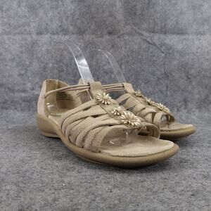 Earth Shoes Womens 8 Sandals Fashion Comfort Slip On Muse Leather Flowers Beige